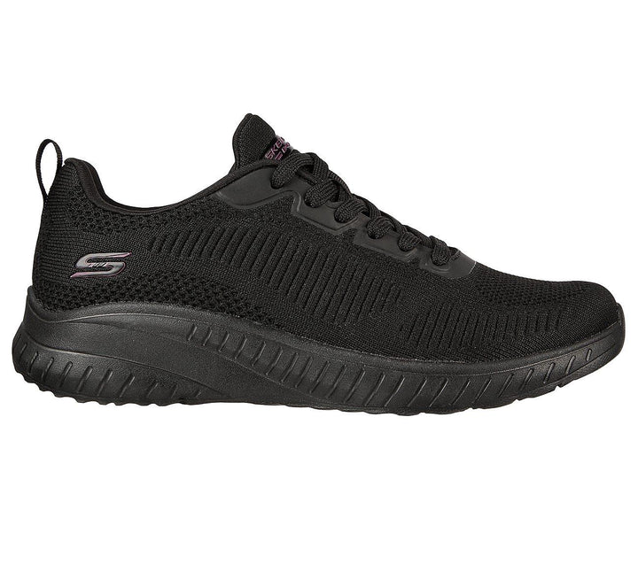 Womens Wide Fit Skechers Bobs Squad Chaos Face Off 117209 Vegan Trainers - Black in Black - Image 1