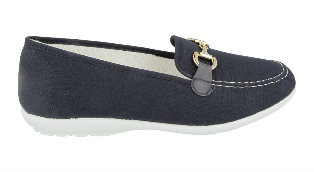 Womens Wide Fit DB Alpha Canvas Shoes in Navy - Image 2