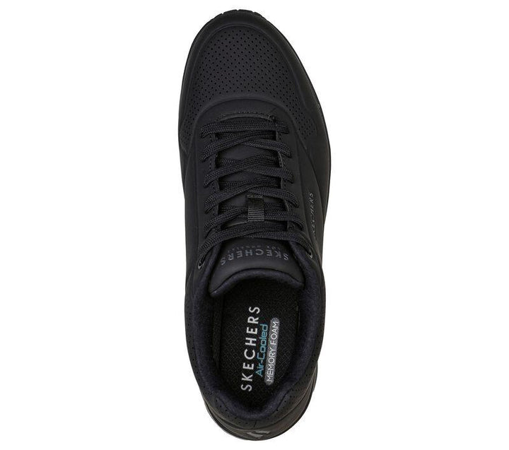 Men's Wide Fit Skechers 52458 Uno - Stand On Air Walking Trainers in Black - Image 1