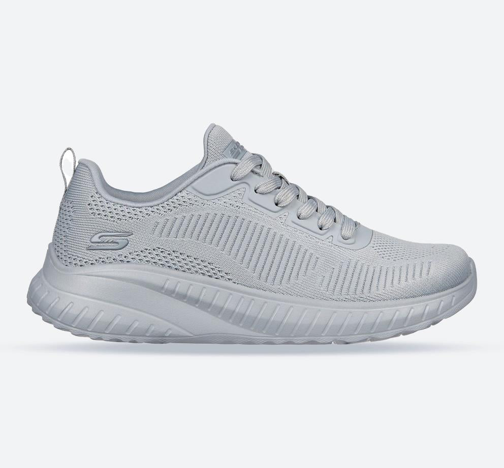 Women's Wide Fit Skechers Bobs Squad Chaos Face Off 117209 Vegan Trainers - Light Grey in Light Grey - Image 1