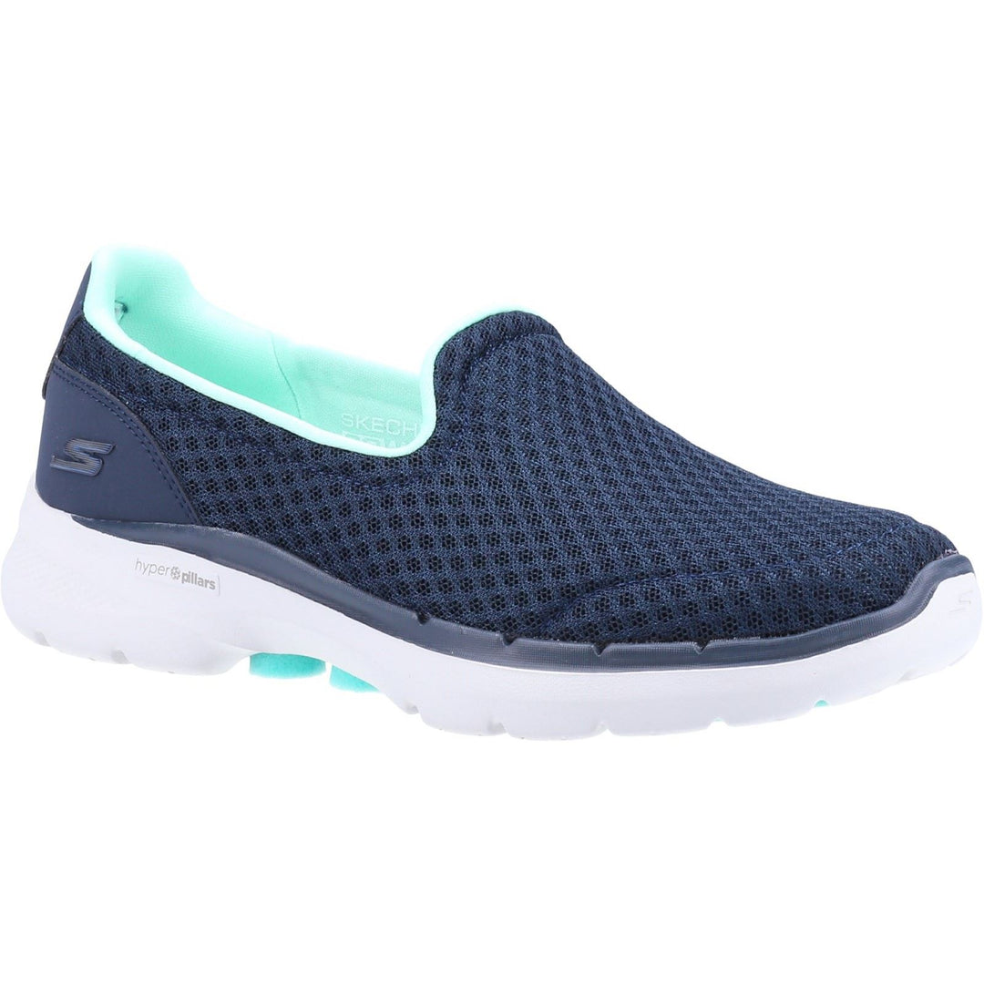 Women's Wide Fit Skechers 124508 Go Walk 6 Big Splash Trainers - Navy/Turquoise in Navy/Turquoise - Image 3