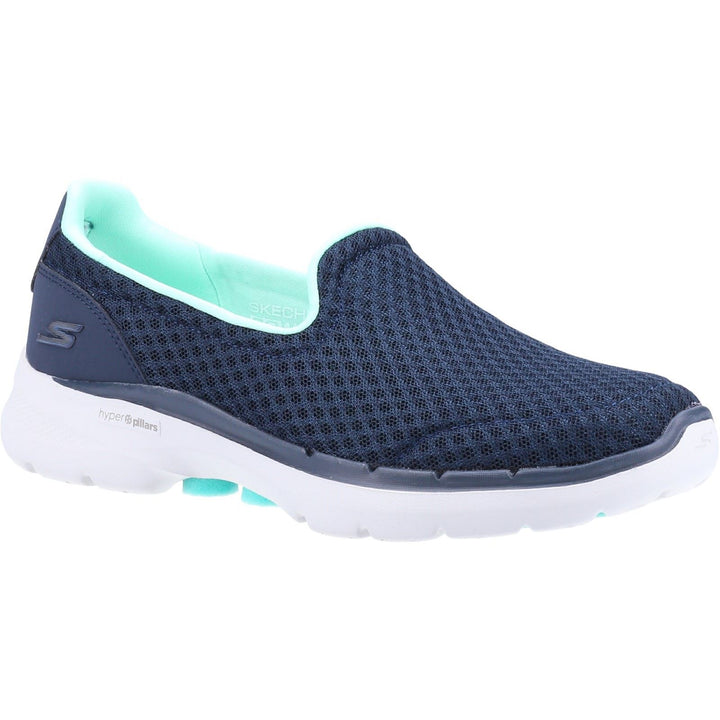 Women's Wide Fit Skechers 124508 Go Walk 6 Big Splash Trainers - Navy/Turquoise in Navy/Turquoise - Image 1