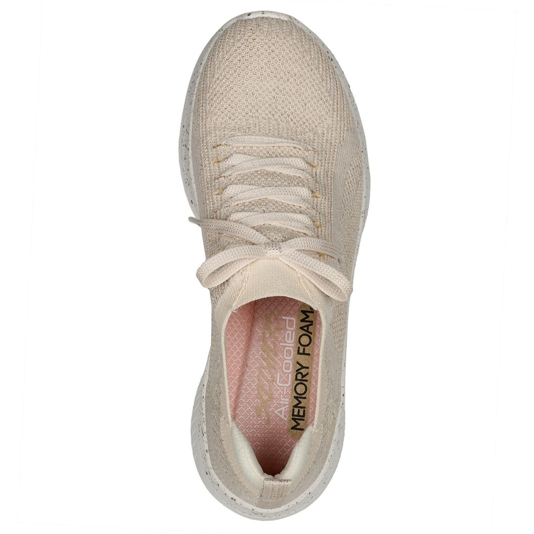 Women's Wide Fit Skechers 149865 Ultra Flex 3.0 - Let's Dance Trainers in Natural/Gold - Image 5