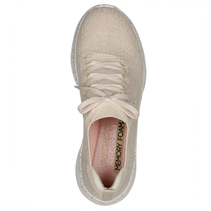 Women's Wide Fit Skechers 149865 Ultra Flex 3.0 - Let's Dance Trainers in Natural/Gold - Image 1