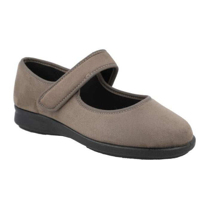 Women's Wide Fit DB Vole Shoes in Black Stretch Suedette - Image 1
