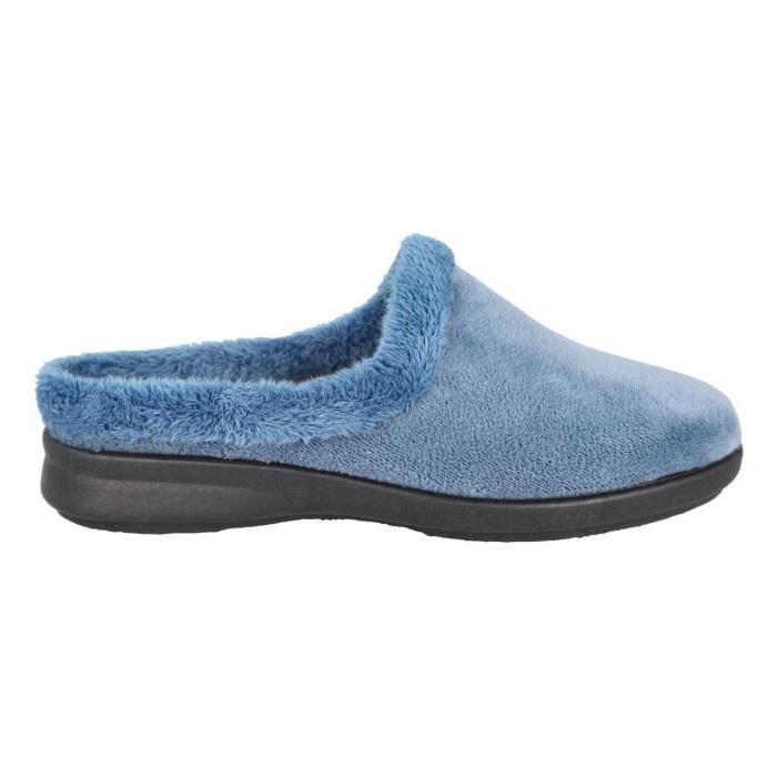 Women's Wide Fit DB Rug Mule Slippers in Sky Blue - Image 1