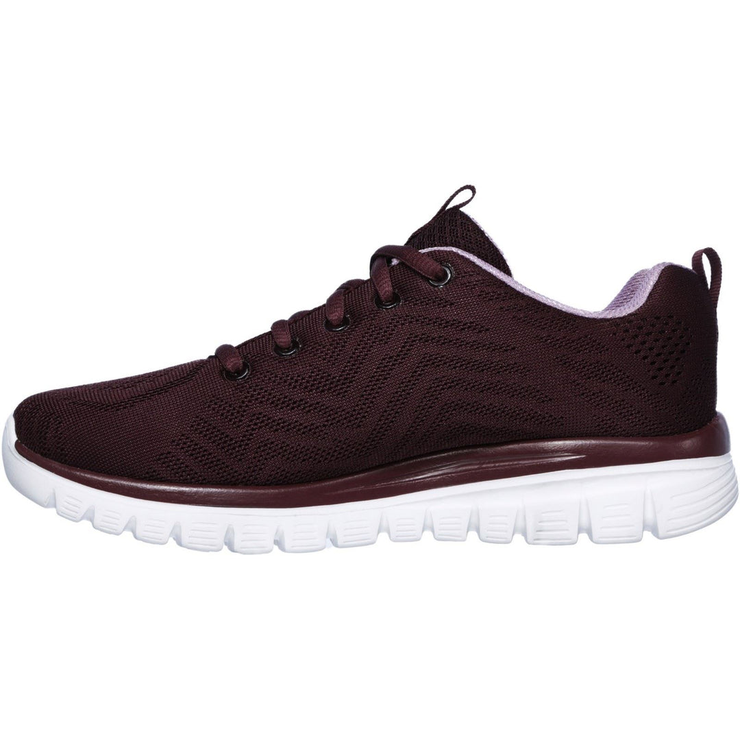 Women's Wide Fit Skechers 12615 Graceful Get Connected Sports Trainers - Wine in Wine - Image 5