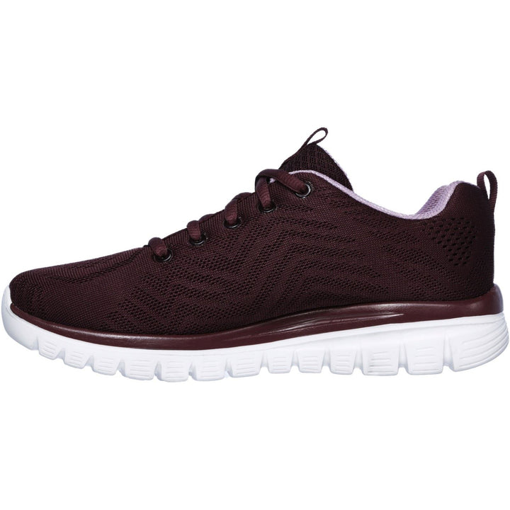 Women's Wide Fit Skechers 12615 Graceful Get Connected Sports Trainers - Wine in Wine - Image 1