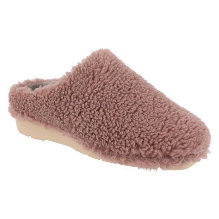 Women's Wide Fit DB Tatum Mule Slippers in Grey Fleece - Image 1