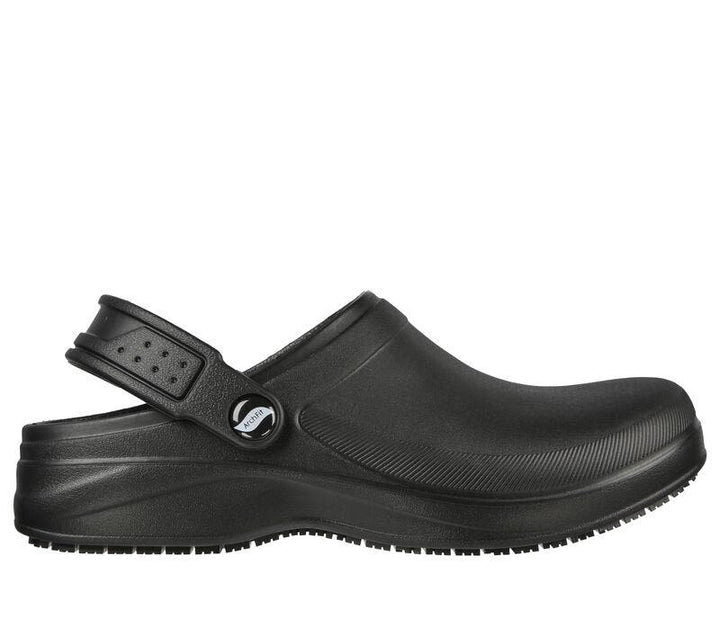 Women's Wide Fit Skechers 108067 Riverbound Pasay Arch Fit Clog Shoes in Black - Image 1