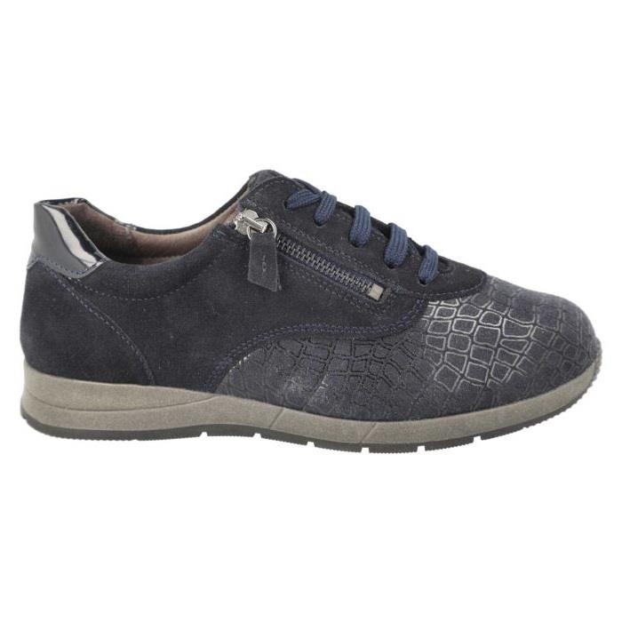 Women's Wide Fit DB Cumulus Trainers in Black Suede / Stretch / Patent - Image 6
