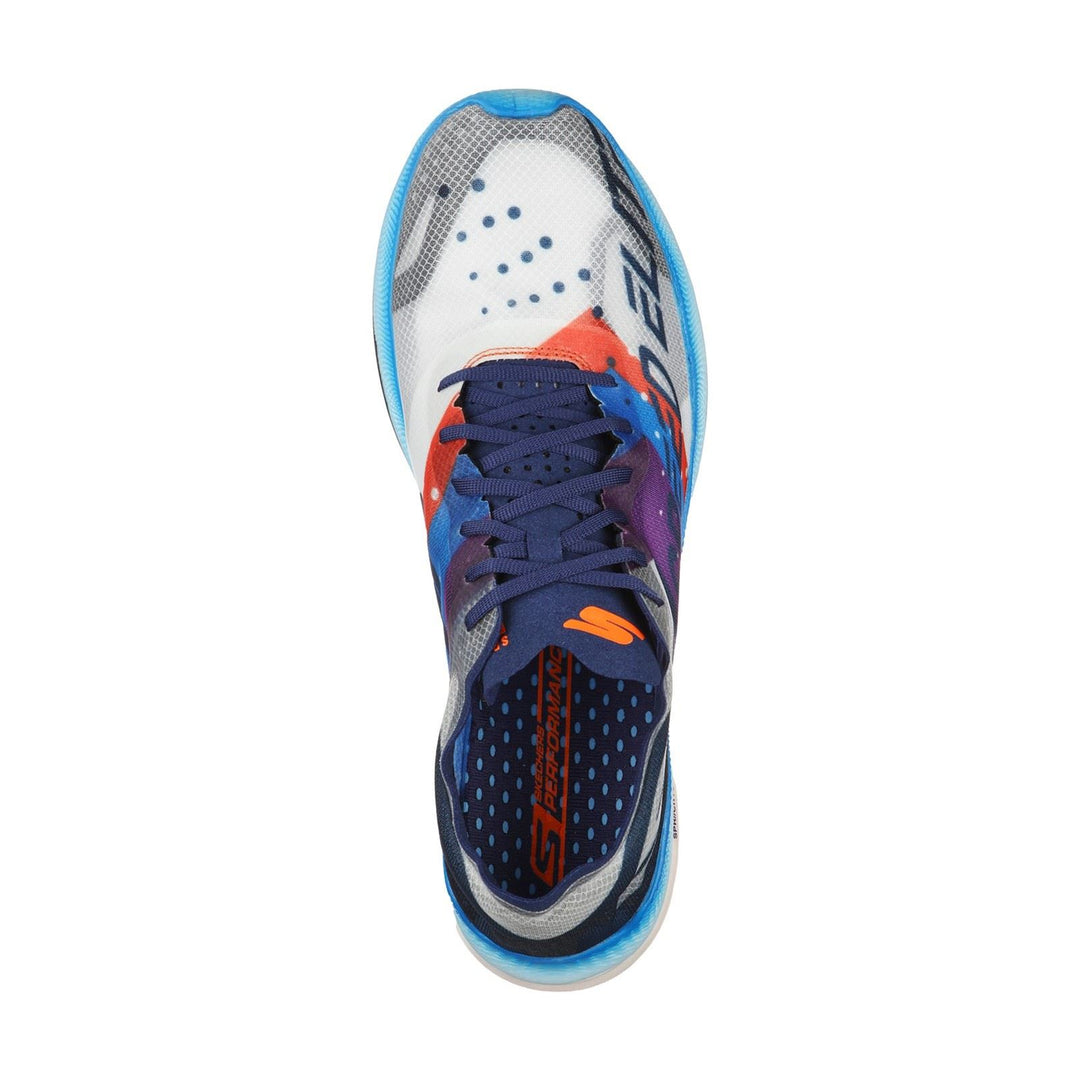 Men's Wide Fit Skechers 55221 Go Run Speed Elite Sports Trainers in White/Multi - Image 5