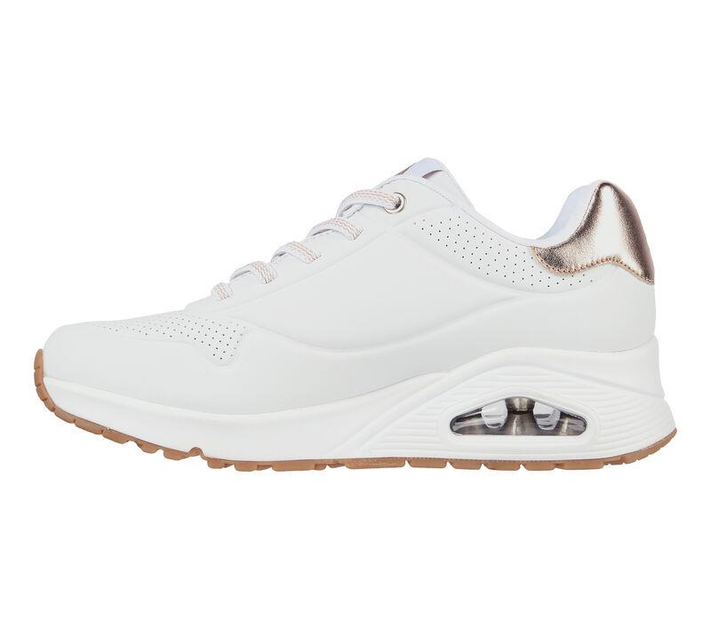 Women's Wide Fit Skechers 155196 Uno Shimmer Away Trainers in Rose - Image 16