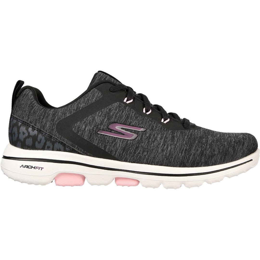 Women's Wide Fit Skechers Go Golf Walk 5 Trainers in Black/White - Image 2