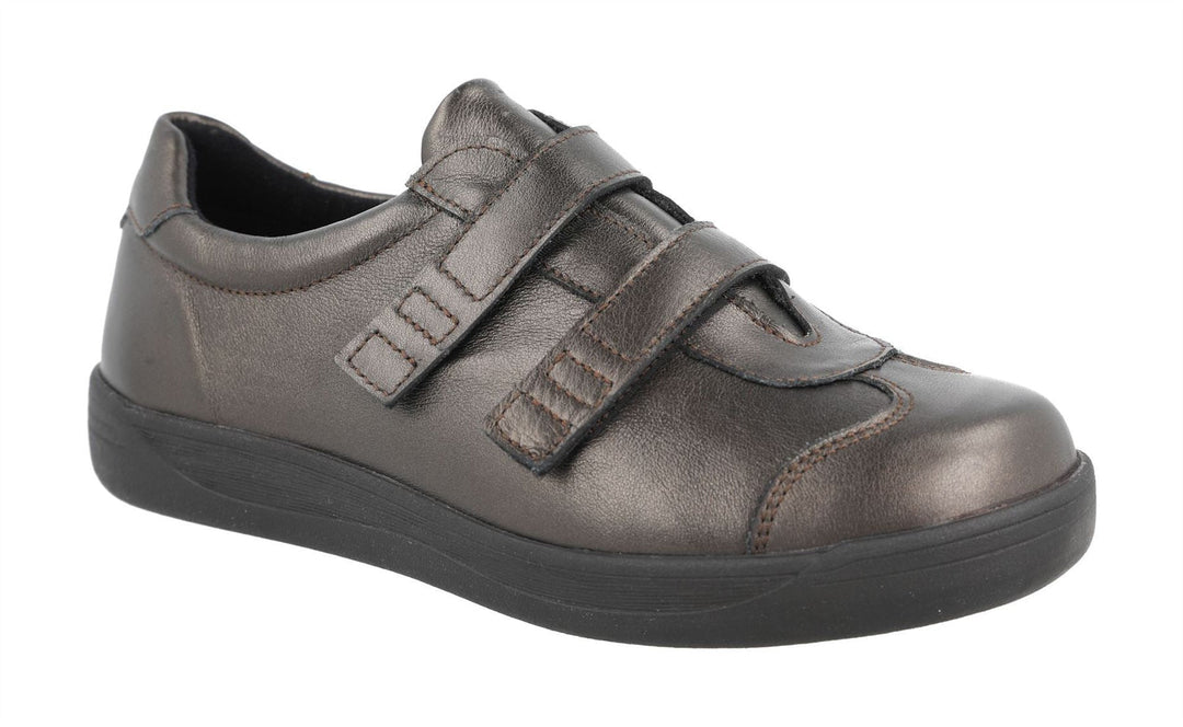 Women's Wide Fit DB Grasshopper Shoes in Black Leather - Image 12