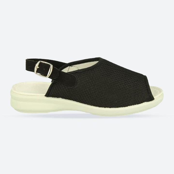 Women's Wide Fit DB Grouse Sandals in Black Textile - Image 1