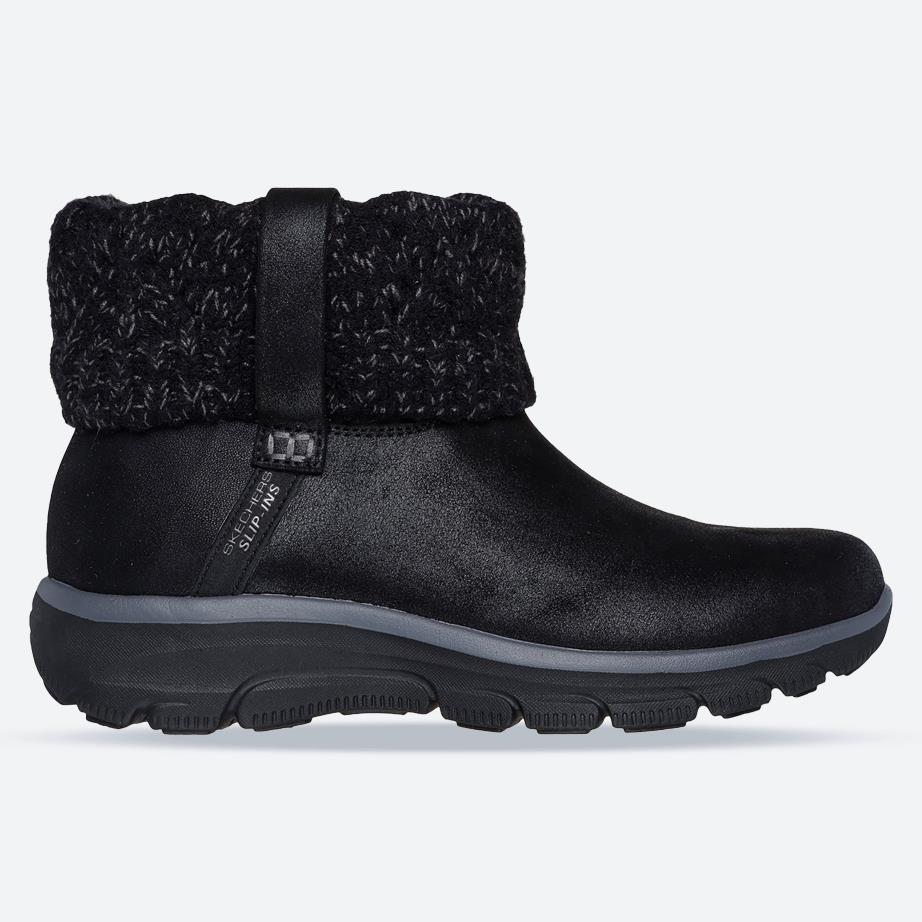 Women's Wide Fit Skechers 168033 Slip-ins Easy Going Cozy Weather 2 Boots in Black - Image 1