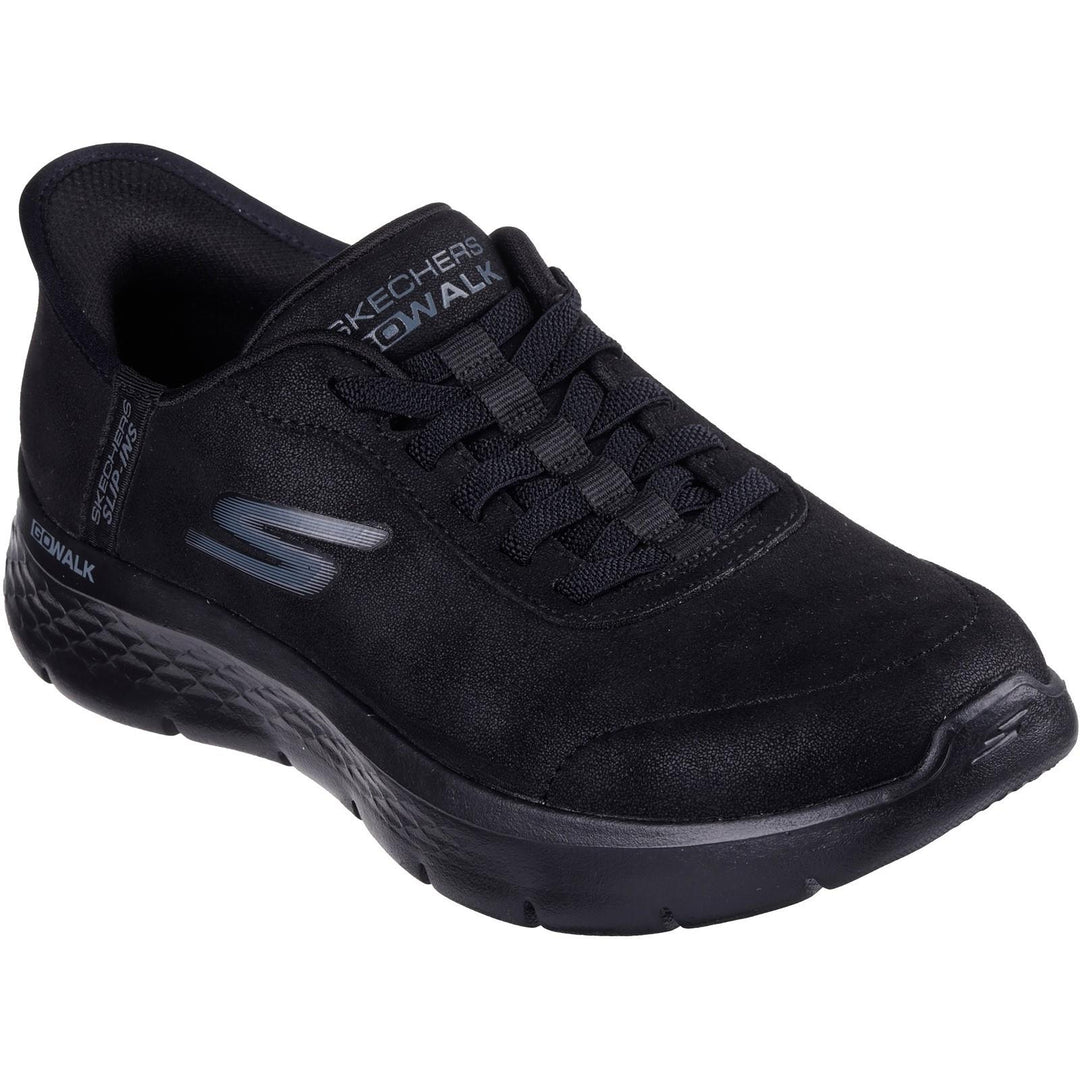 Women's Wide Fit Skechers 124837 Slip-ins Go Walk Flex Mali Trainers in Black - Image 3