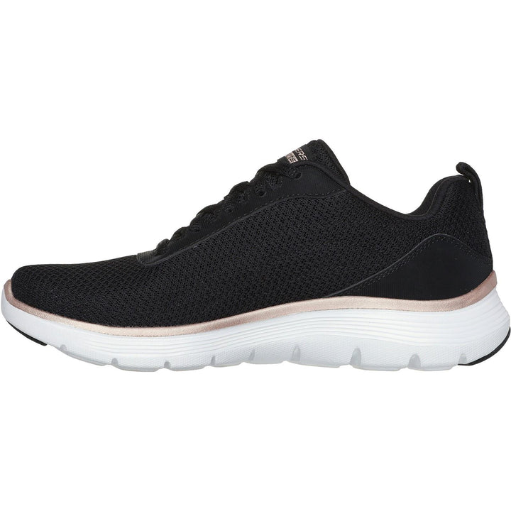 Womens Wide Fit Skechers 150206 Flex Appeal 5.0 Uptake Trainers in White/Silver - Image 1
