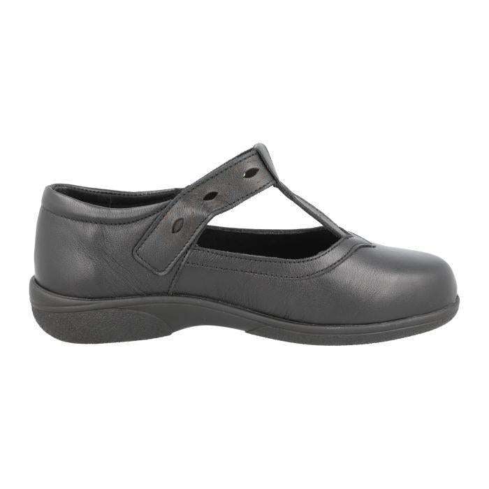 Women's Wide Fit DB Brookfield Shoes in Black Leather - Image 1