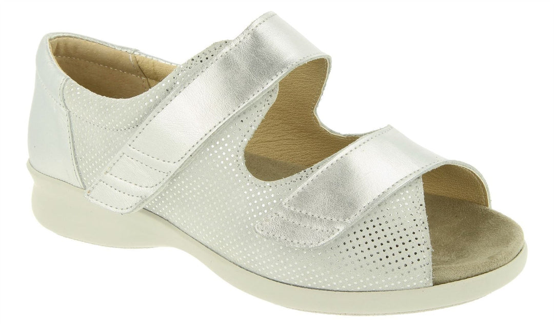 Womens Wide Fit DB Petra Sandals in Gold Lea / Suede - Image 8