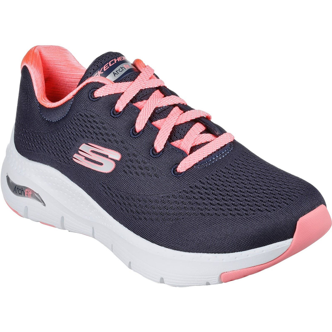 Women's Wide Fit Skechers 149057 Unny Outlook Sports Trainers - Navy Mesh/Coral in Navy Mesh/Coral - Image 3