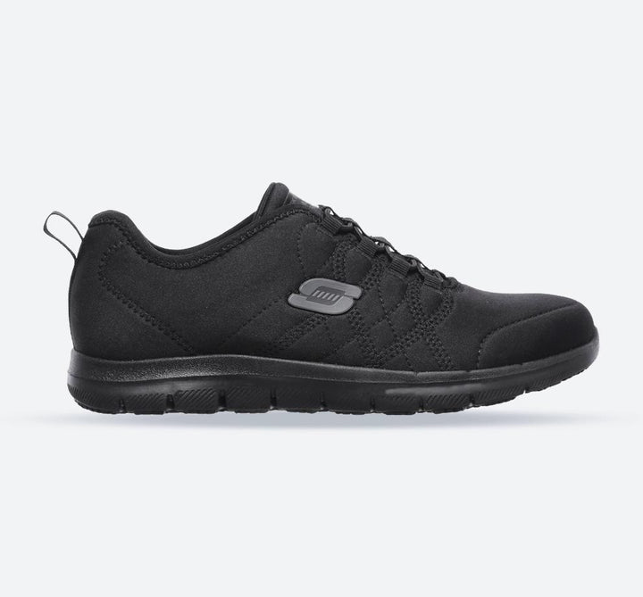 Women's Wide Fit Skechers 77211EC Ghenter Srelt Occupational Trainers in Black - Image 1
