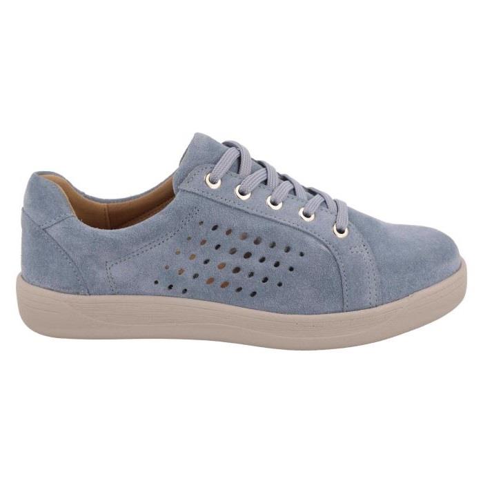 Women's Wide Fit DB Aleen Shoes in Sky Blue Suede - Image 2