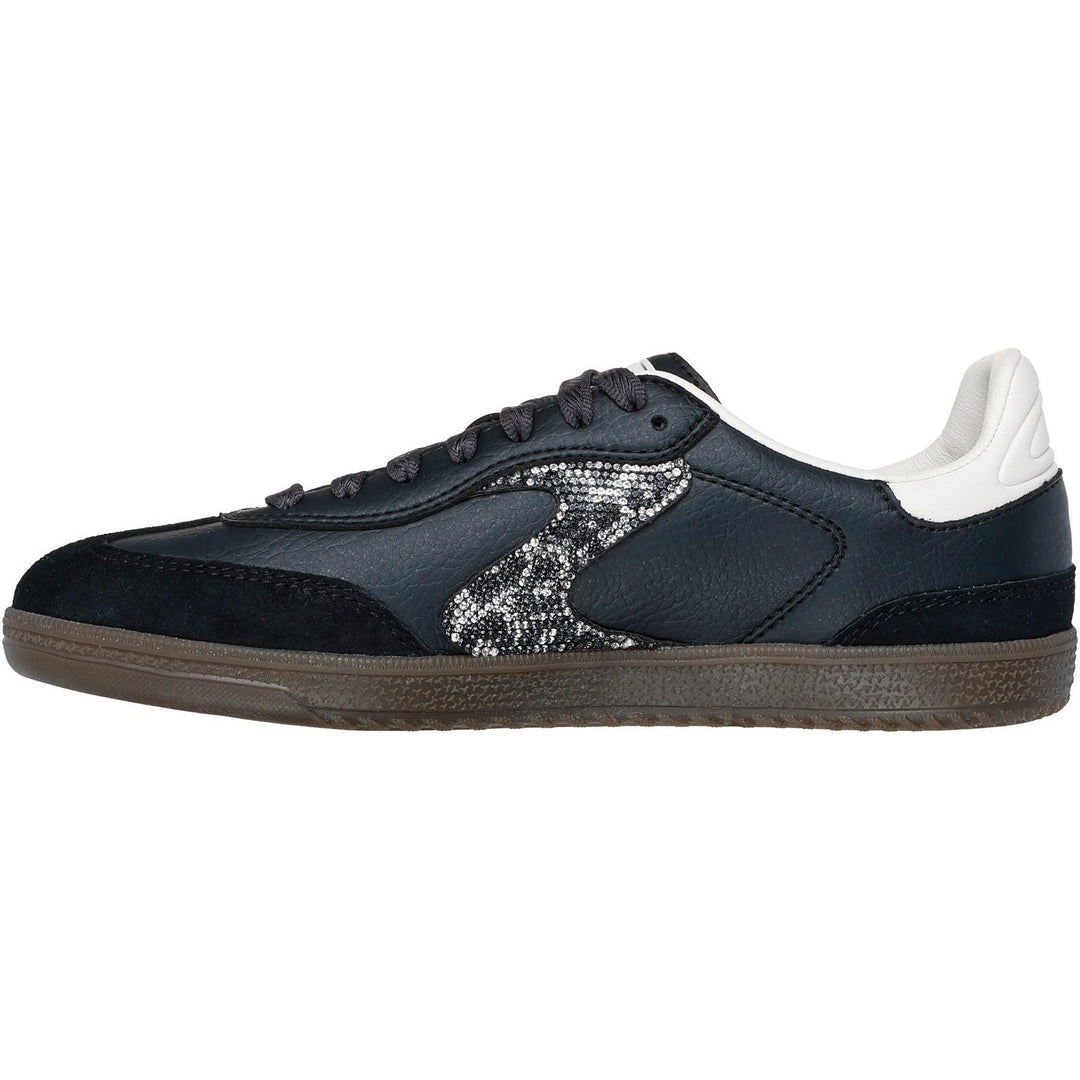 Women's Wide Fit Skechers 185239 Hotshot Shimmering Spots Trainers in Black/White - Image 4