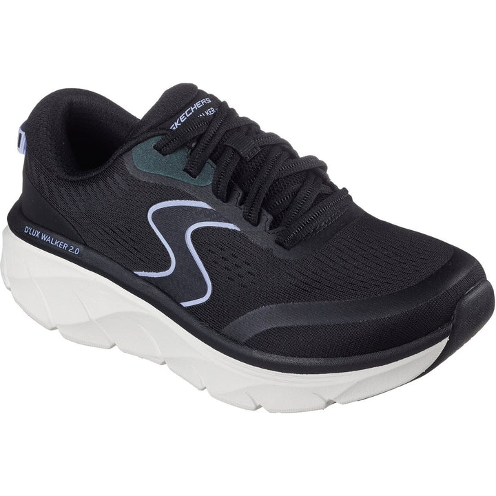 Women's Wide Fit Skechers 150007 D'lux Walker 2.0 Active Pace Trainers in Black/Lavender - Image 1