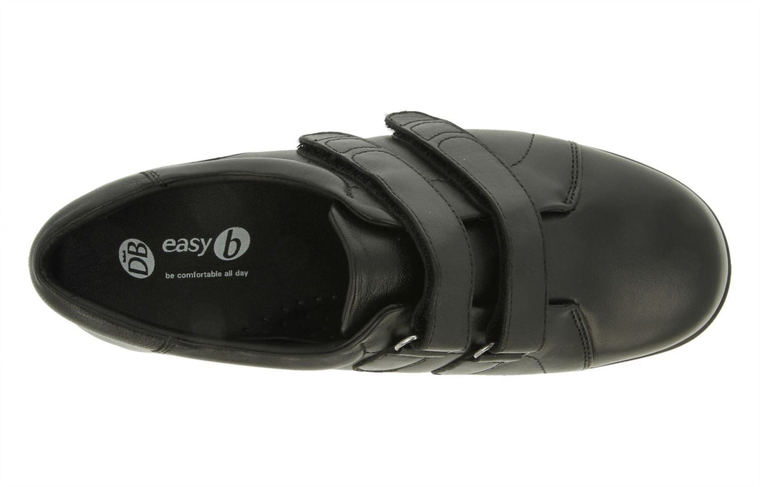 Womens Wide Fit DB Norwich Shoes in Black Leather - Image 5