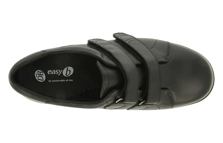 Womens Wide Fit DB Norwich Shoes in Black Leather - Image 1