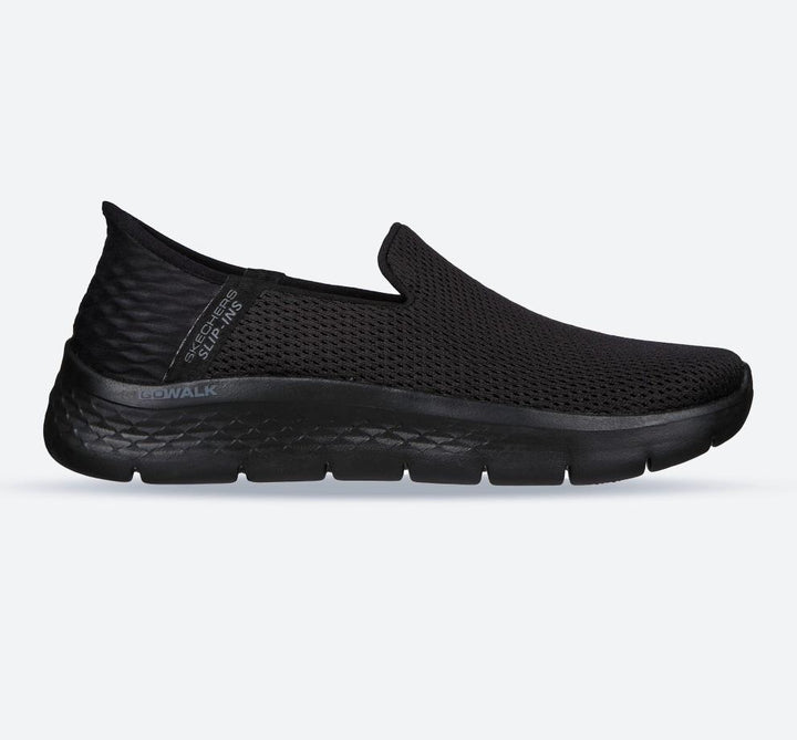 Women's Wide Fit Skechers 216496 Slip-ins Go Walk Flex Hands Up Trainers in Black - Image 1
