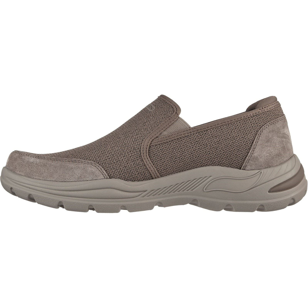 Men's Wide Fit Skechers 204509 Arch Fit Motley Ratel Slip On Trainers in Light Brown - Image 5