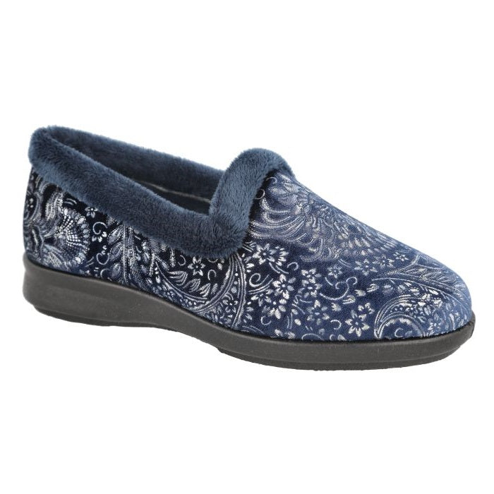 Womens Wide Fit DB Devizes Shoes in Navy Textile - Image 1