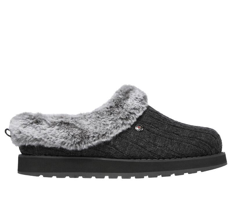 Womens Wide Fit Skechers Keepsakes Ice Angel Mule Slippers - Charcoal in Charcoal - Image 2