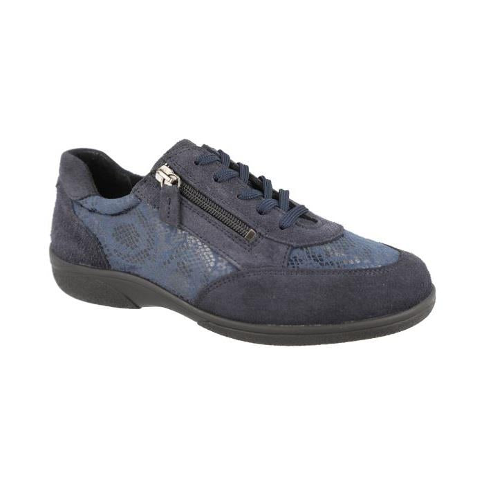 Women's Wide Fit DB Waxwing Trainers in Black Suede / Stretch - Image 8