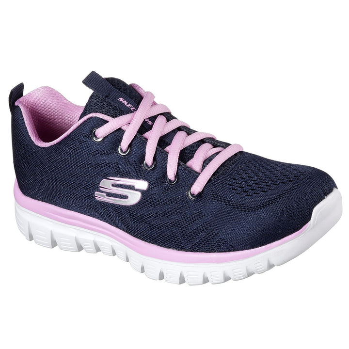 Women's Wide Fit Skechers 12615  Graceful Get Connected Sports Trainers - Navy/Pink in Navy/Pink - Image 1