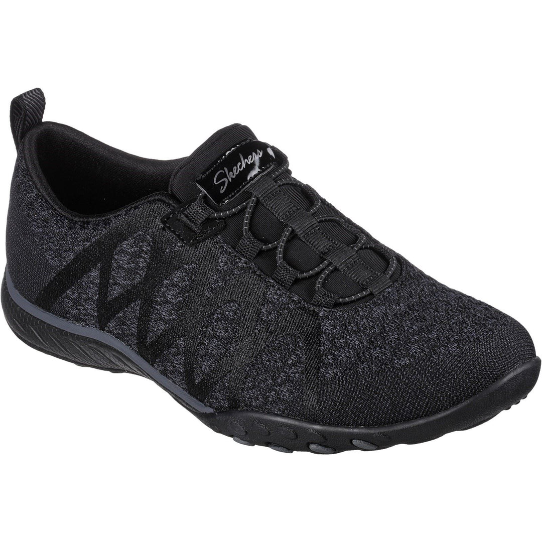 Women's Wide Fit Skechers 100301 Relaxed Fit Breathe Easy Infi Knity Trainers - Black in Black - Image 3