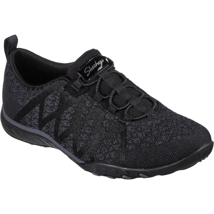 Women's Wide Fit Skechers 100301 Relaxed Fit Breathe Easy Infi Knity Trainers - Black in Black - Image 1