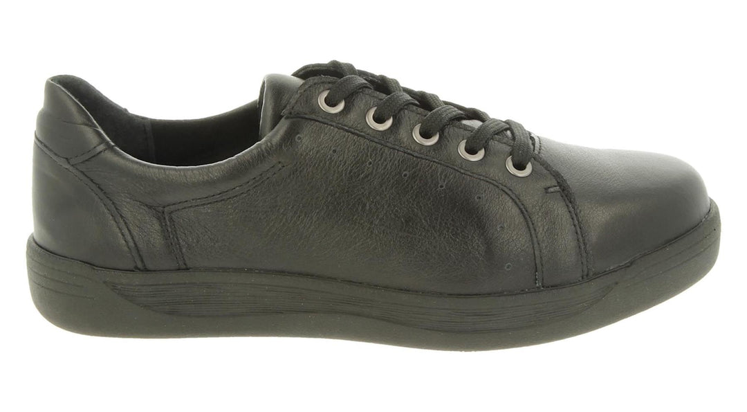 Womens Wide Fit DB Sinead Shoes in Black Leather - Image 2