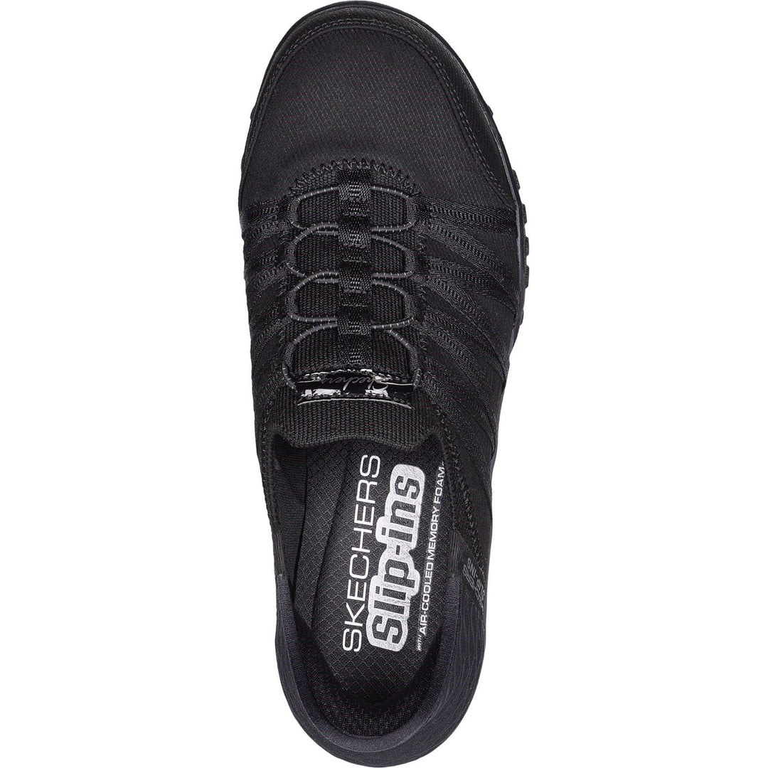Women's Wide Fit Skechers 100593 Breathe Easy Roll With Me Trainers - Black in Black - Image 5