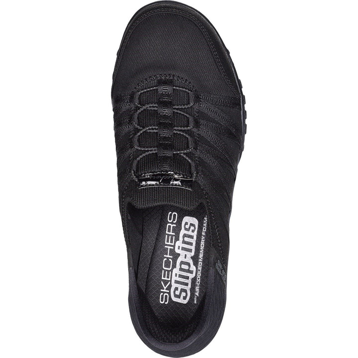 Women's Wide Fit Skechers 100593 Breathe Easy Roll With Me Trainers - Black in Black - Image 1