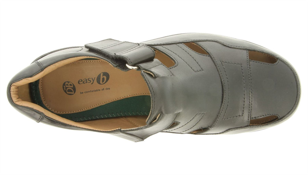 Men's Wide Fit DB Barney Sandals in Black Leather - Image 5