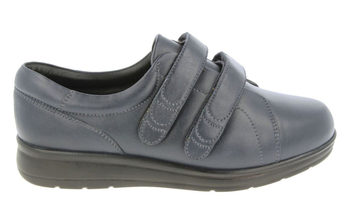 Womens Wide Fit DB Norwich Shoes in Black Leather - Image 1