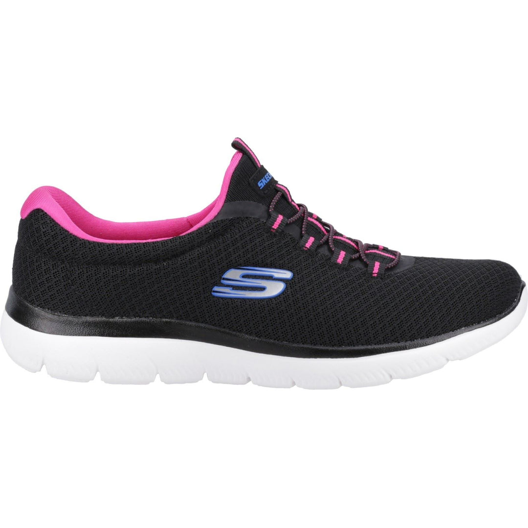 Women's Wide Fit Skechers 12980 Summits Slip On Sports Trainers - Black/Hot Pink in Black/Hot Pink - Image 2