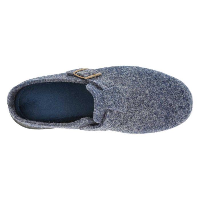 Men's Wide Fit DB Skyfall Mule Buckle Slippers in Navy Felt - Image 1