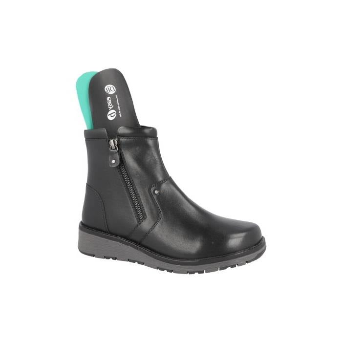 Women's Wide Fit DB Spalding Boots in Black Leather - Image 1