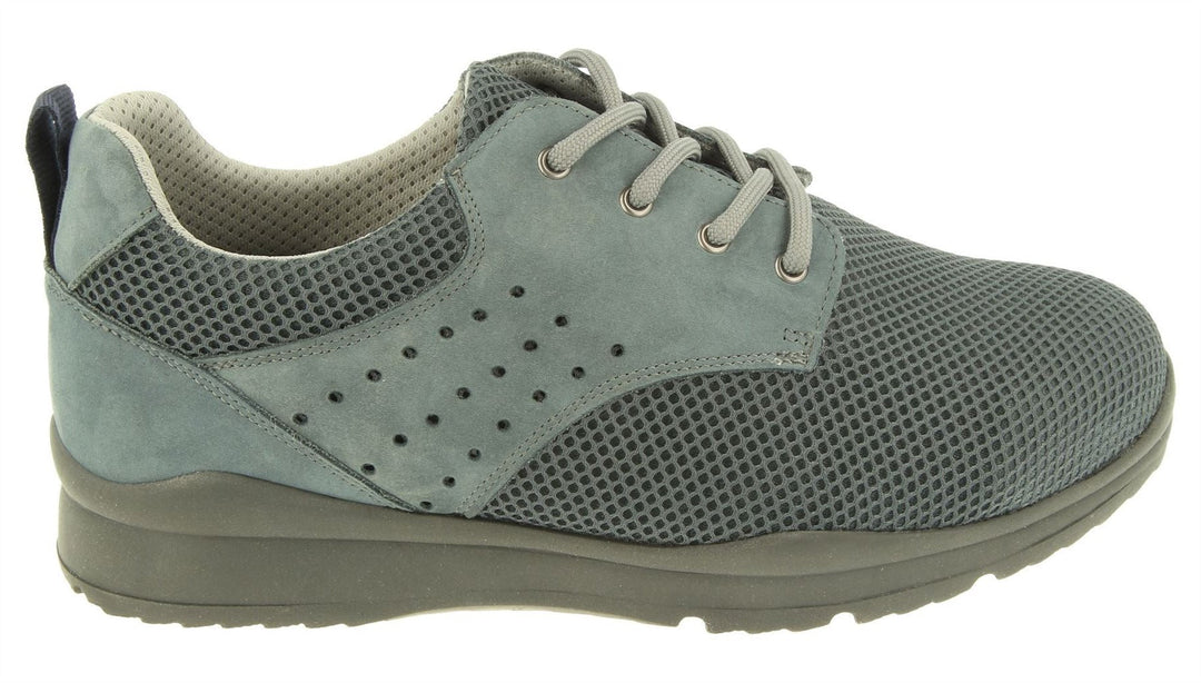 Mens Wide Fit DB Archie Shoes in Black Mesh/Nubuck - Image 6