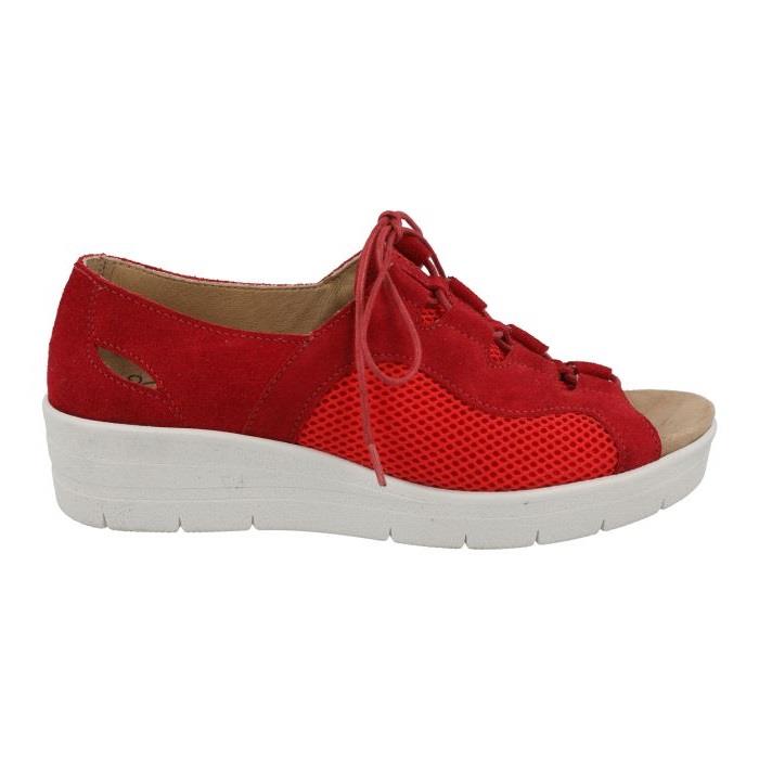 Women's Wide Fit DB Lizard Sandals in Red Suede - Image 1
